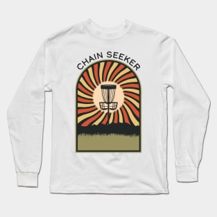 Chain Seeker | Disc Golf Vintage Retro Arch Mountains Long Sleeve T-Shirt